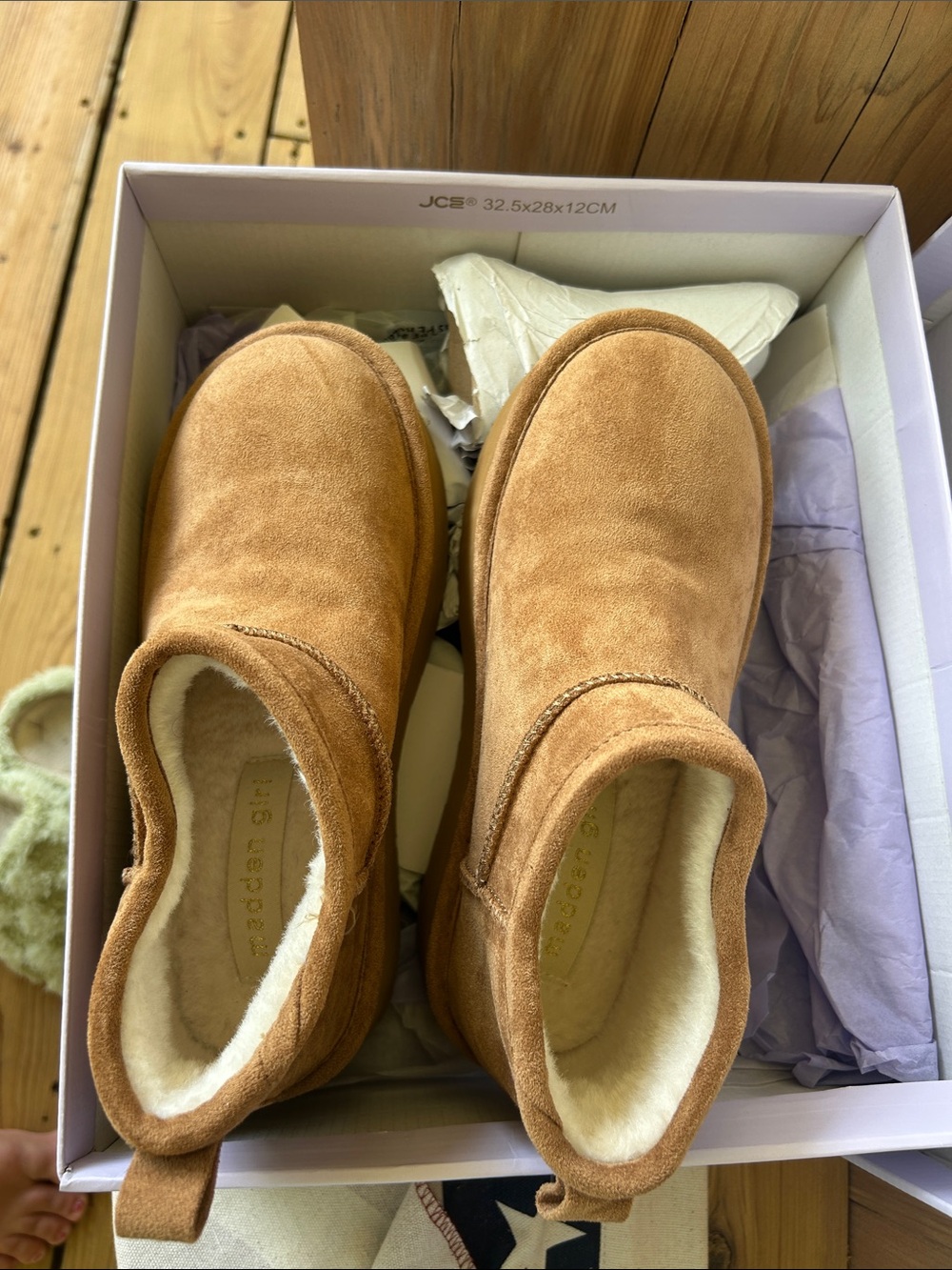 Madden Girl Chestnut Suede Shearling-Lined Slip-On Boots